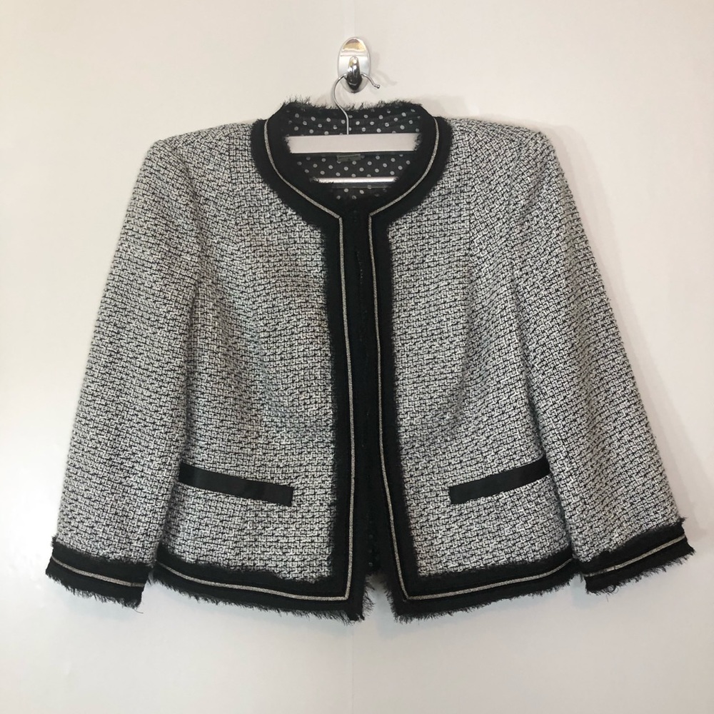 Peter Nygard Black/White Tweed Woven Blazer 6P